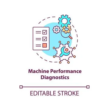 Machine performance diagnostics concept icon Illustrazione stock