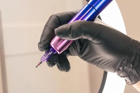 Machine for permanent makeup . Close up Stock Photos