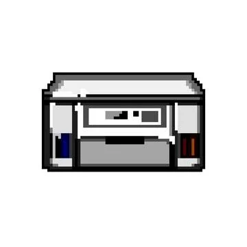 Machine photo printer game pixel art vector illustration Stock Illustration