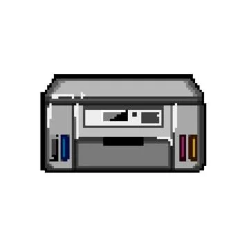 Machine photo printer pixel art vector illustration Stock Illustration