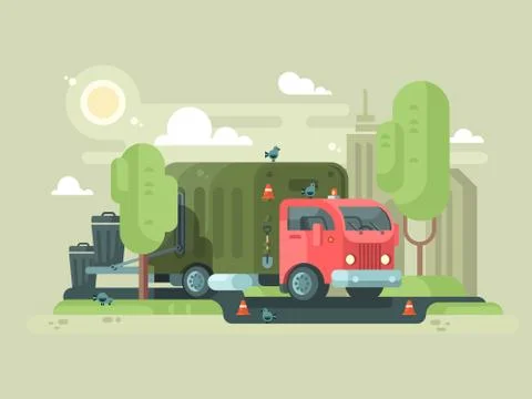 Machine picks up trash Stock Illustration