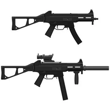 Machine Pistol Stock Illustration