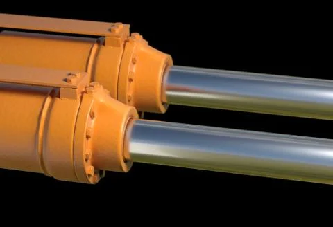 Machine piston hydraulic system industrial 3d illustration Stock Illustration