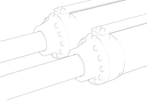 Machine piston hydraulic system industrial isolated sketch 3d illustration Stock Illustration