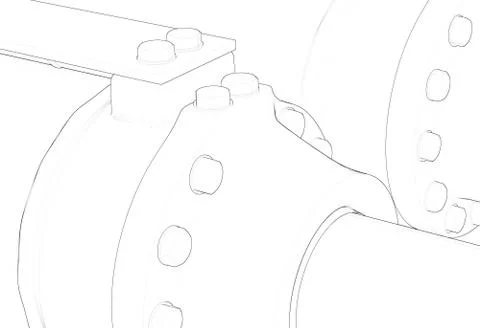 Machine piston hydraulic system industrial isolated sketch 3d illustration Stock Illustration