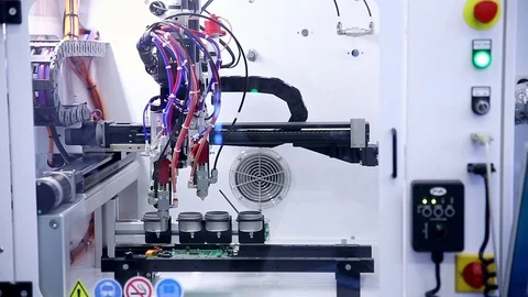 Machine places elements on circuit boards Stock Footage 71572052