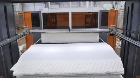 Machine of planimetric cutting of foam rubber Stock-Footage 240757384