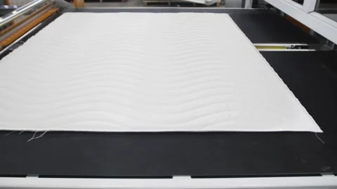 Machine of planimetric cutting of foam rubber Stock-Footage 240757392