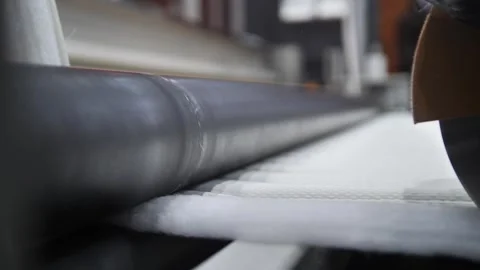 Machine of planimetric cutting of foam rubber Stock Footage 240757397
