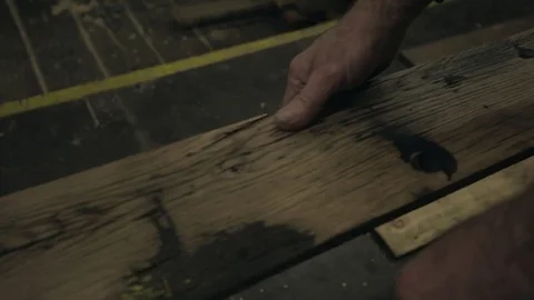 Machine Planing a Length of Timber Stock Footage 70304531