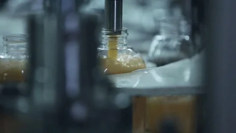 Machine pour out soap into the bottle Stock Footage 76951273