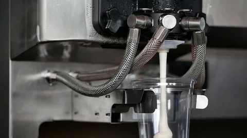 Machine for preparing milk cocktails closeup Stock Footage 112594502