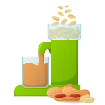 A machine is preparing peanut butter. Flat vector . Stock Illustration