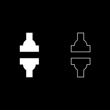 Machine press automatic hydraulic factory industrial set icon white color v.. Stock Illustration