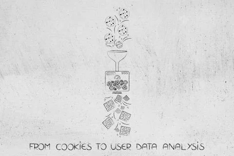 Machine processing browser cookies into user data to be analyzed Stock Illustration
