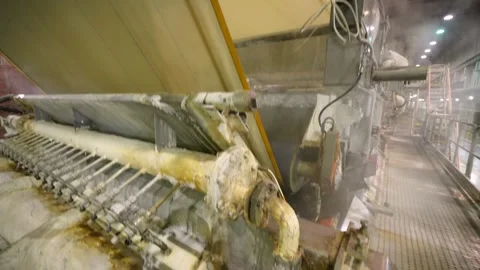 A machine for the production and packaging of cellulose sheets. Paper production Stockbeeldmateriaal 301817473