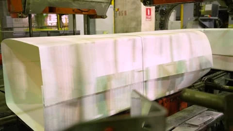 A machine for the production and packaging of cellulose sheets. Paper production Stockbeeldmateriaal 301827505