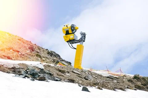Machine for the production of artificial snow. Stock Photos