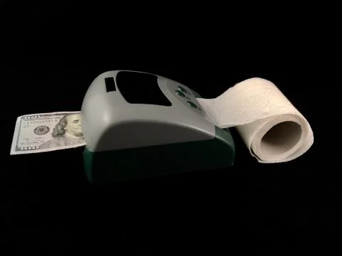 A machine for the production of dollars. Making dollars from toilet paper. Fa Stock Photos