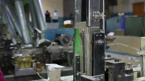 Machine production of matchboxes at a match factory Stock Footage 304132755