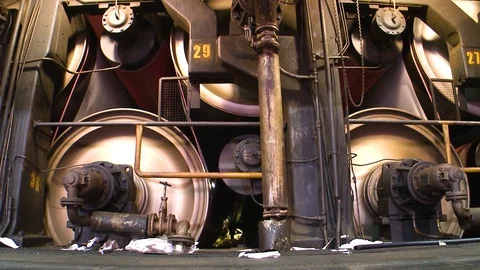 Machine for the production of paper. Stockbeeldmateriaal 120598734