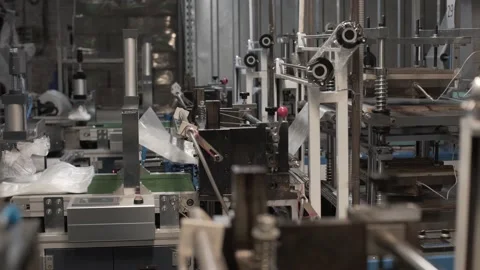 Machine for the production of plastic bags Stock Footage 153404426