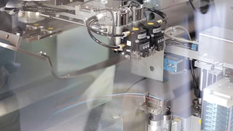 The machine pulls the insulation on the wires Stock Footage 75323327