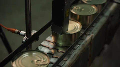 A machine that puts the date of manufacture on the container Stock Footage 252089745