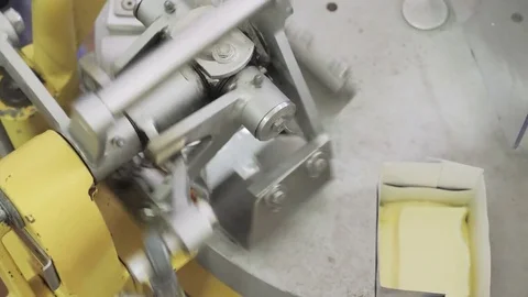 The Machine Is Putting Butter Into Packs Stock Footage 78193475