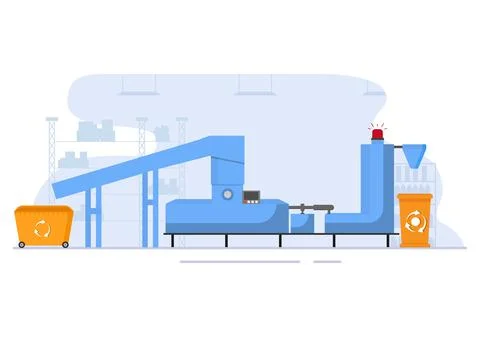 Machine Recycle Process with Trash Organic, Paper or Plastic to Protect the E Ilustración de archivo