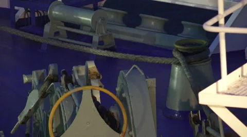 Machine Reeling In Mooring On Ferry Ship At Seaport Shimonoseki Japan 02 Video stock 51441053