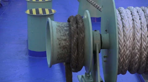 Machine Reeling In Mooring On Ferry Ship At Seaport Shimonoseki Japan Stock Footage 51442473