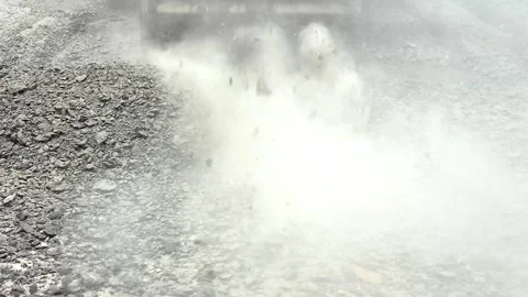 Machine removing old asphalt and creating a lot of dust with original audio. Stock Footage 328862066