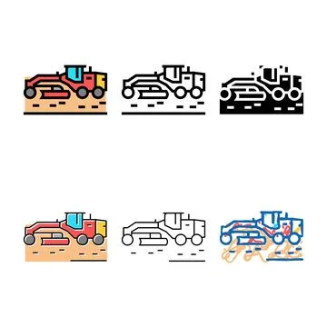 Machine for road construction color icon range vector Stock Illustration