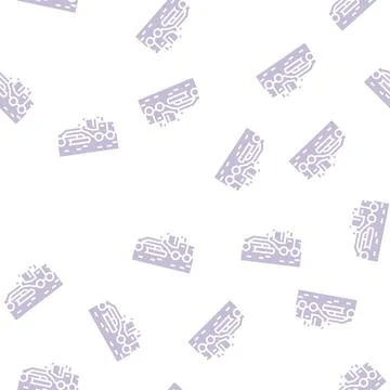 Machine for road construction glyph seamless pattern Stock Illustration