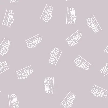 Machine for road construction line seamless pattern Illustrazione stock