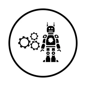Machine, Robot icon. Black vector illustration. Stock Illustration