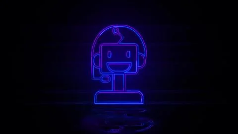 Machine robot smart in neon effect mp4 video Stock Illustration