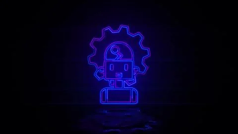 Machine robot smart in neon effect mp4 video イラスト素材
