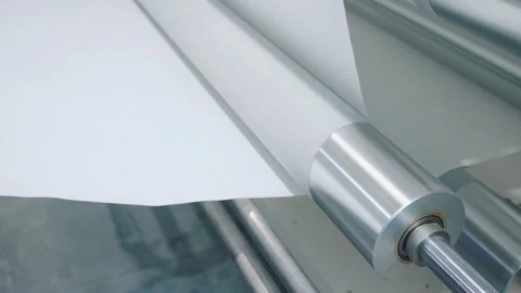 Machine with rollers operates with strip of adhesive tape Stock Footage 133359827