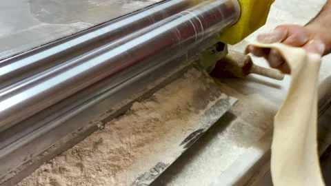 Machine rolling process for baking tortillas in a diner in Turkey Video stock 166954602