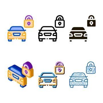 Machine safe closed variants icon vector outline Stock Illustration