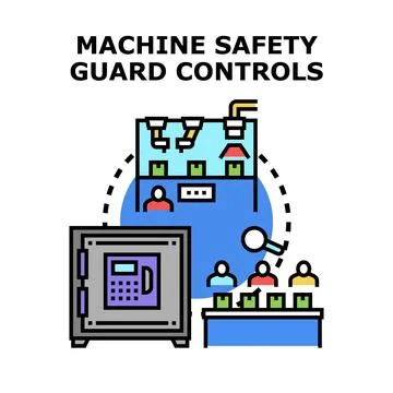 Machine safety guard controls protecting industrial process Ilustração Stock