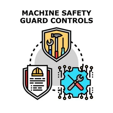 Machine safety guard controls work safety concept Stock Illustration