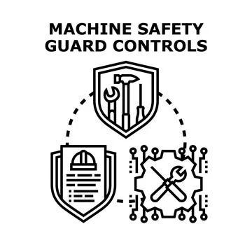 Machine safety guard controls work safety concept Stock Illustration