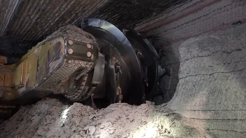 Machine for salt mining, underground drilling Stock Footage 86873514