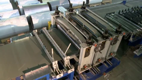 Machine at sandwich panel and beam production site Stock Footage 73544230