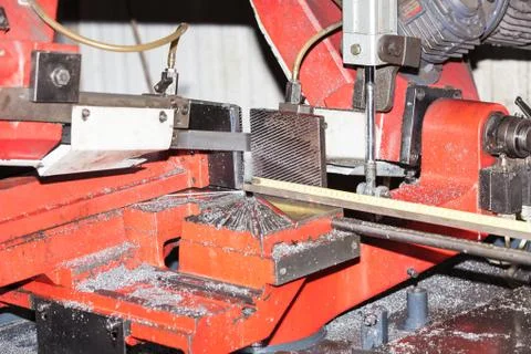 Machine saw metal bars Stock Photos