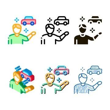 Machine seller icon pack vector outline Stock Illustration