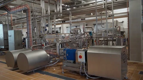 Machine setting in a factory with pipes. Workplace at the factory industry Stock Footage 155520582